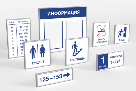 Таблички навигации в рамке из багетного профиля